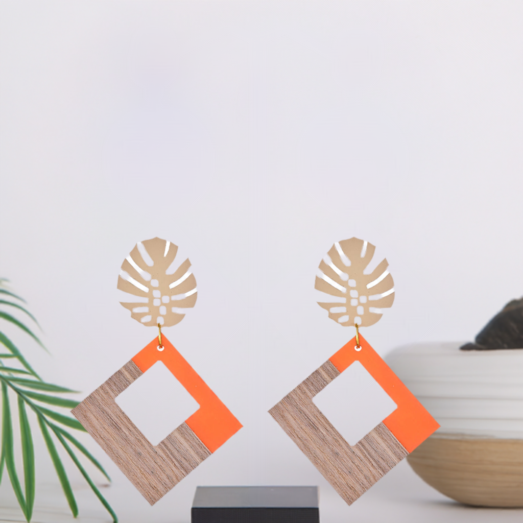 Amber African Wood Earrings