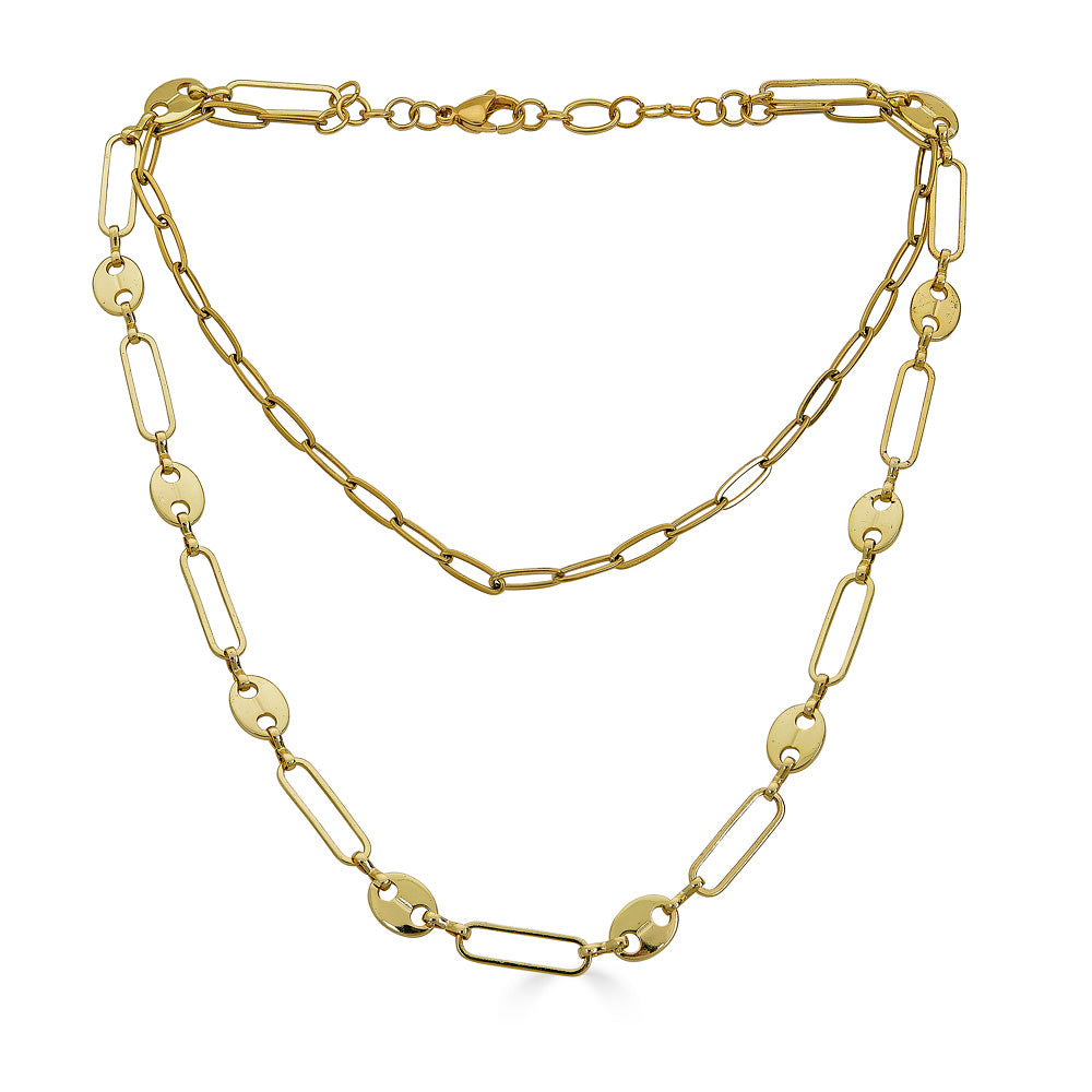 Coffee Bean Layered Choker Necklace