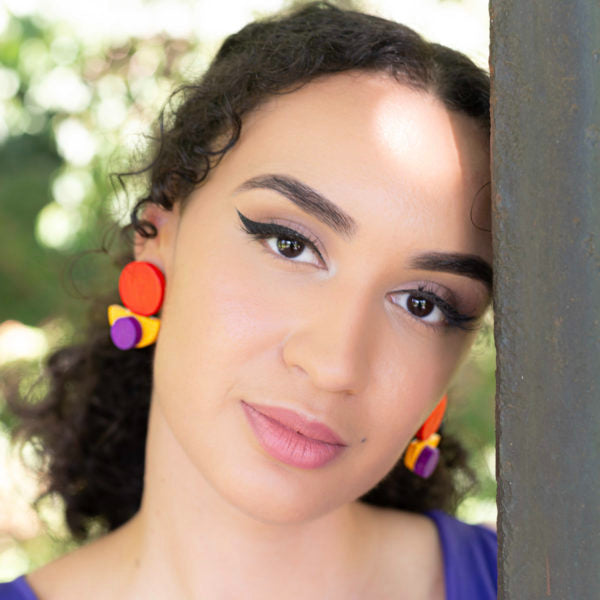 hand painted wooden earrings
