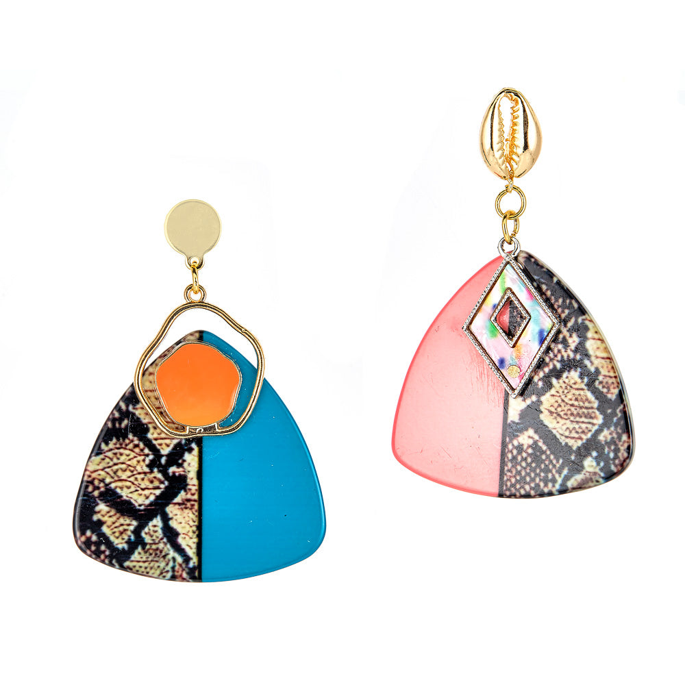big aqua and peach Earrings