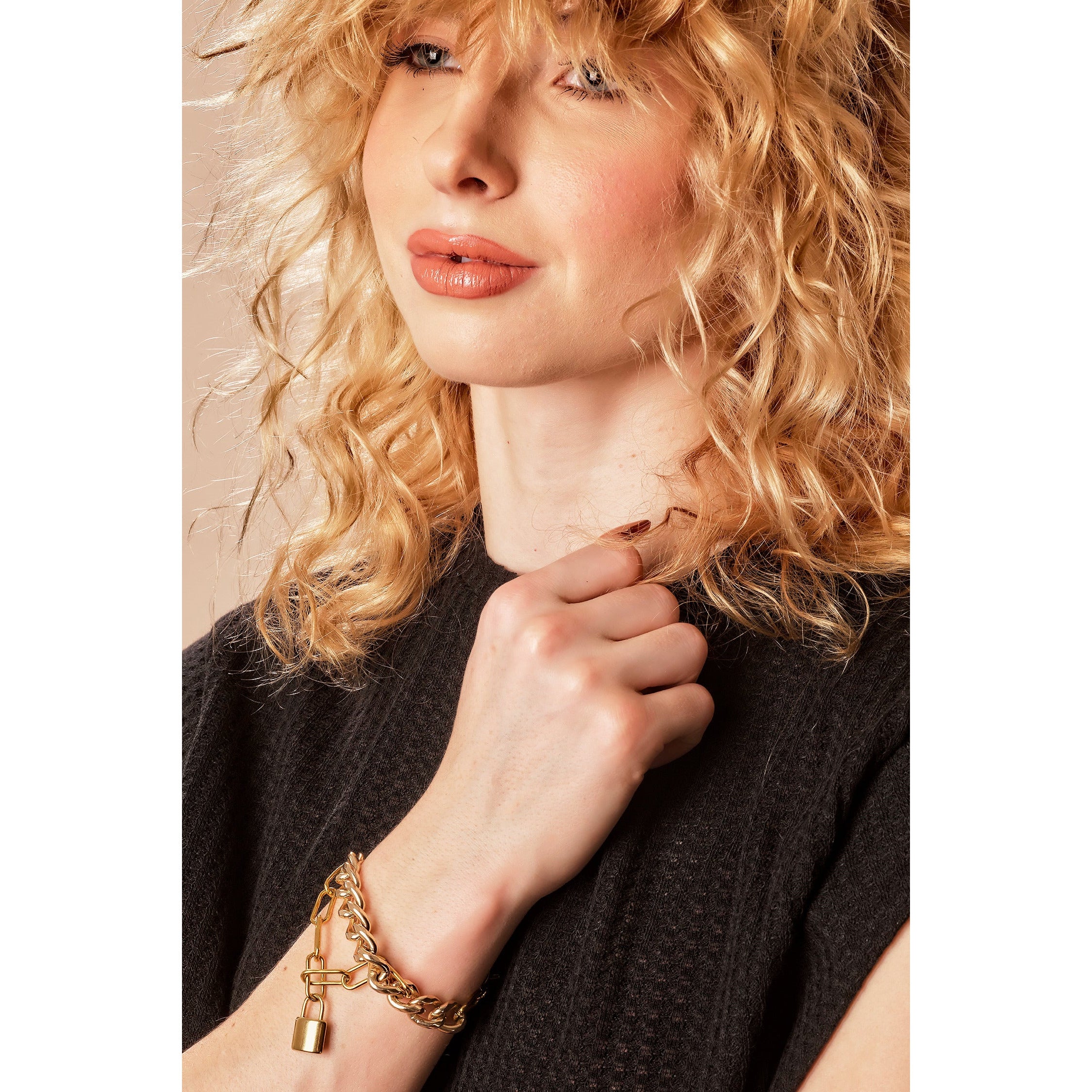 gold lock bracelet