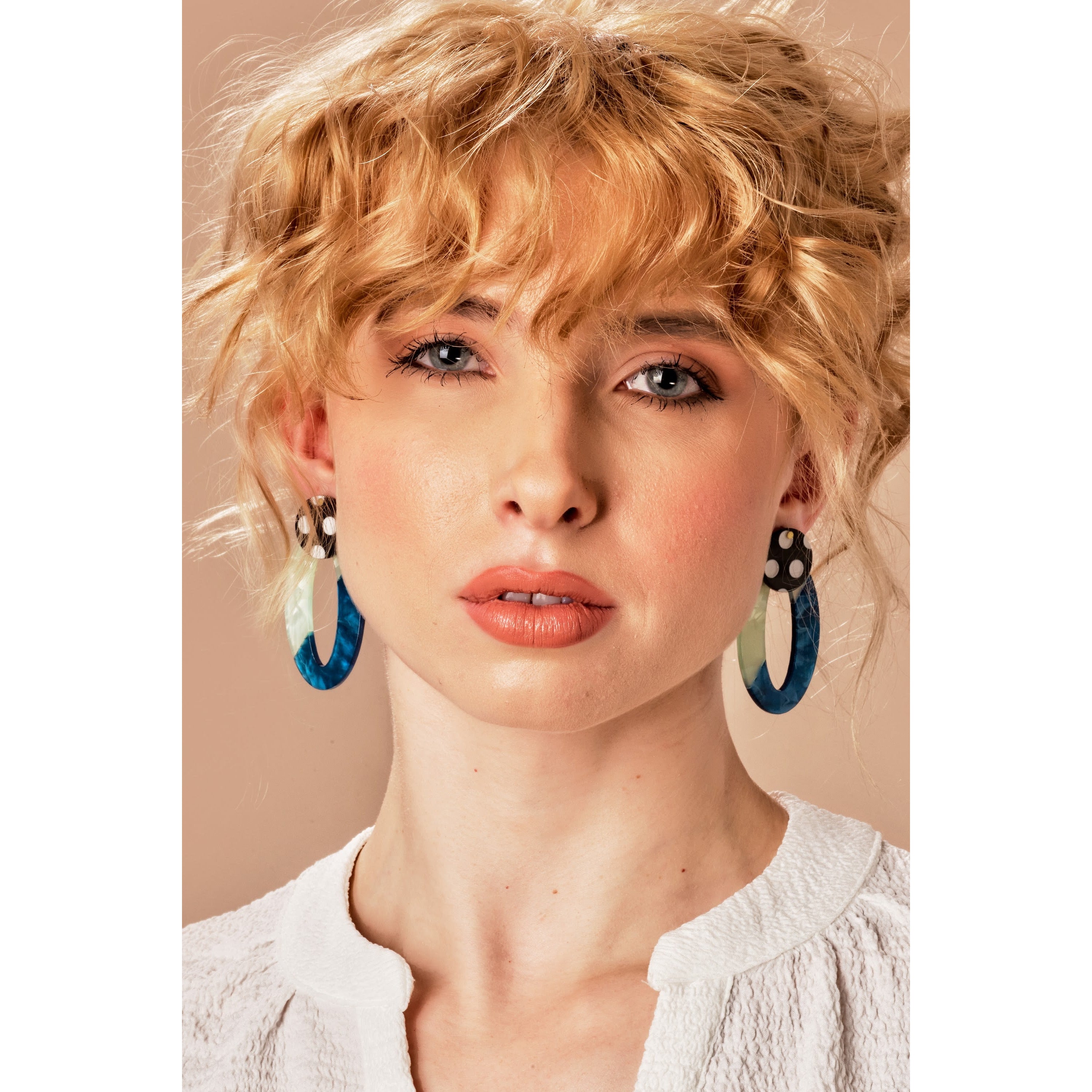 Polka Dots Aqua Midi Earrings
