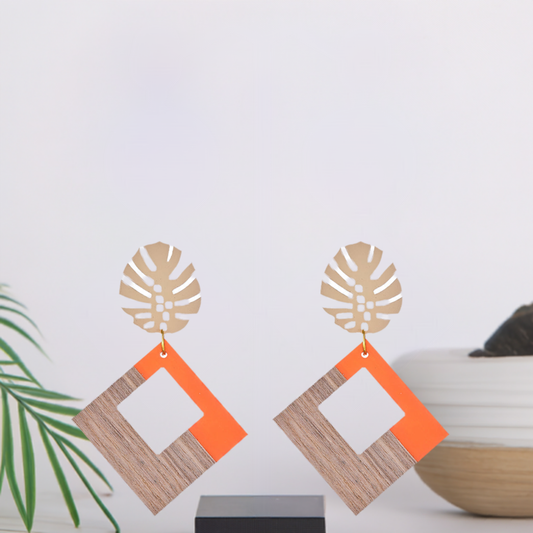 Amber African Wood Earrings