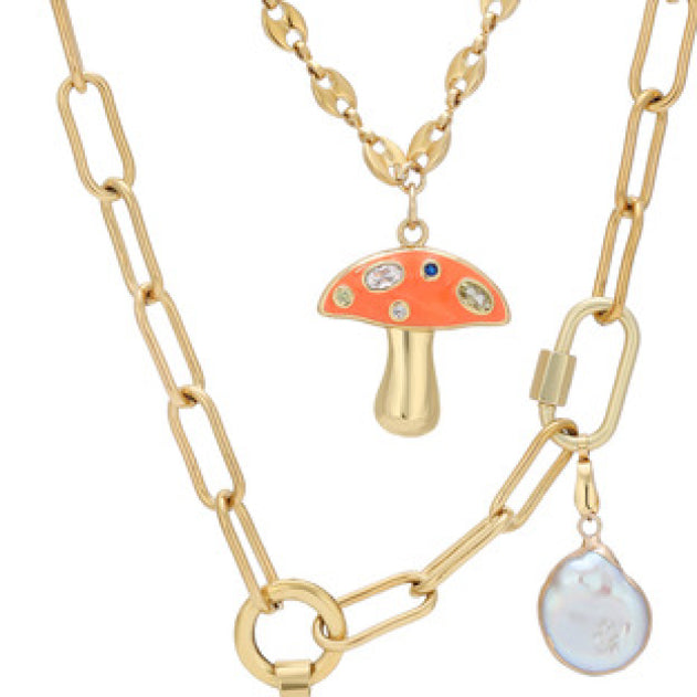 Layered Mushroom Chain Necklace
